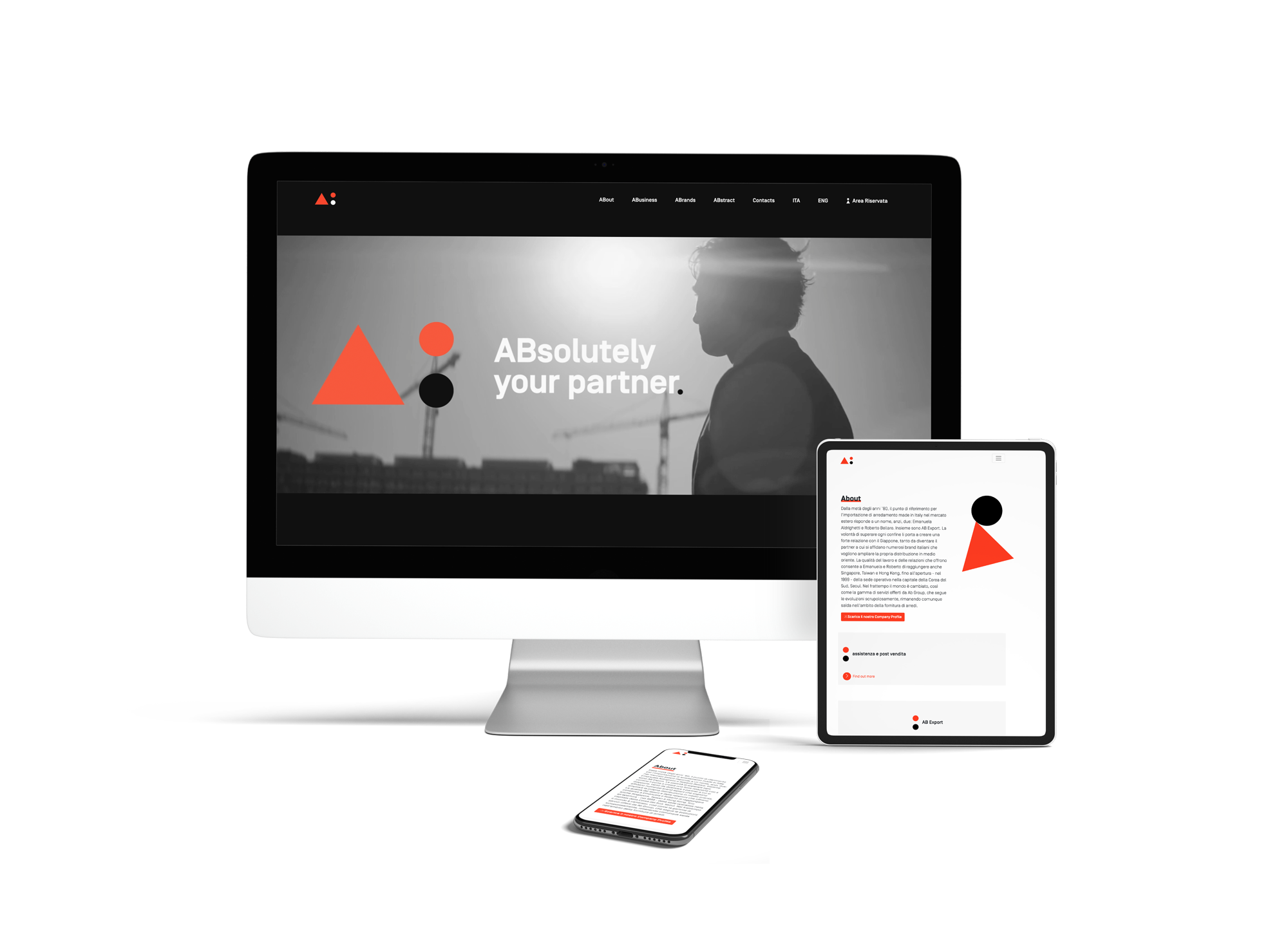 Immagine esempio versione desktop dell'home page di AB Export