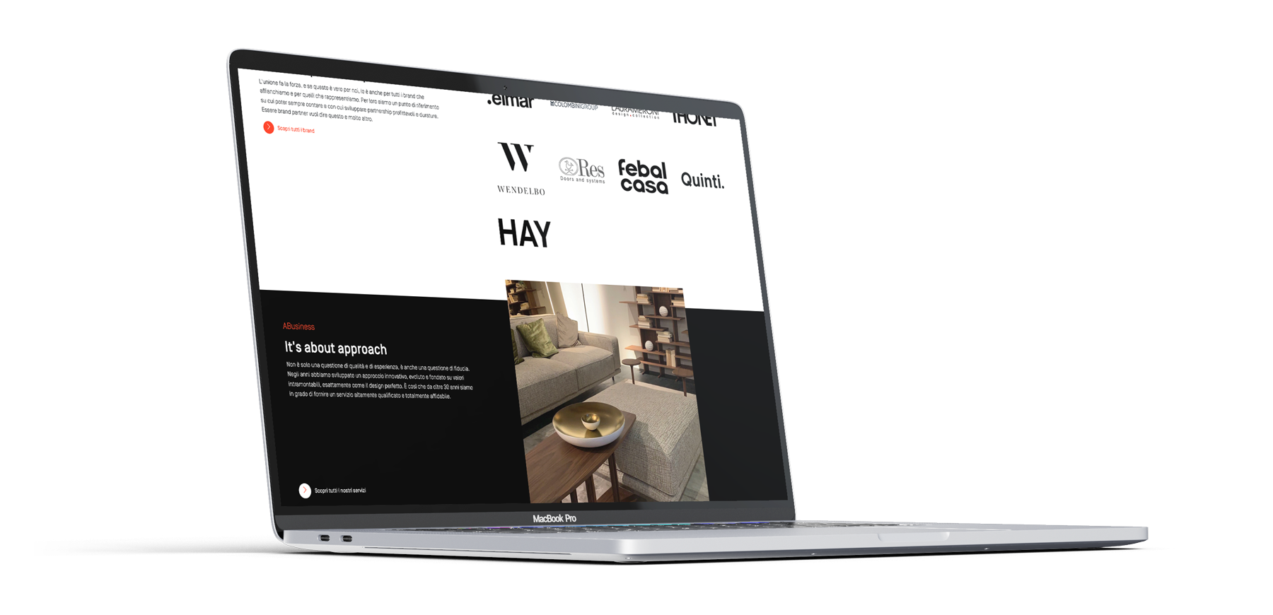 Immagine esempio di un laptop con l'home page di AB Export