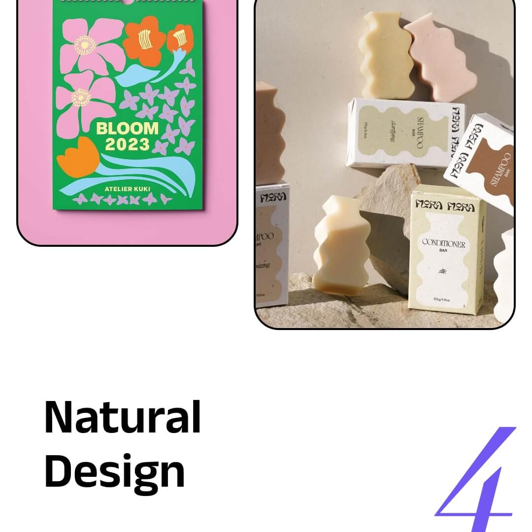 Immagini grafiche del trend natural design secondo adobe