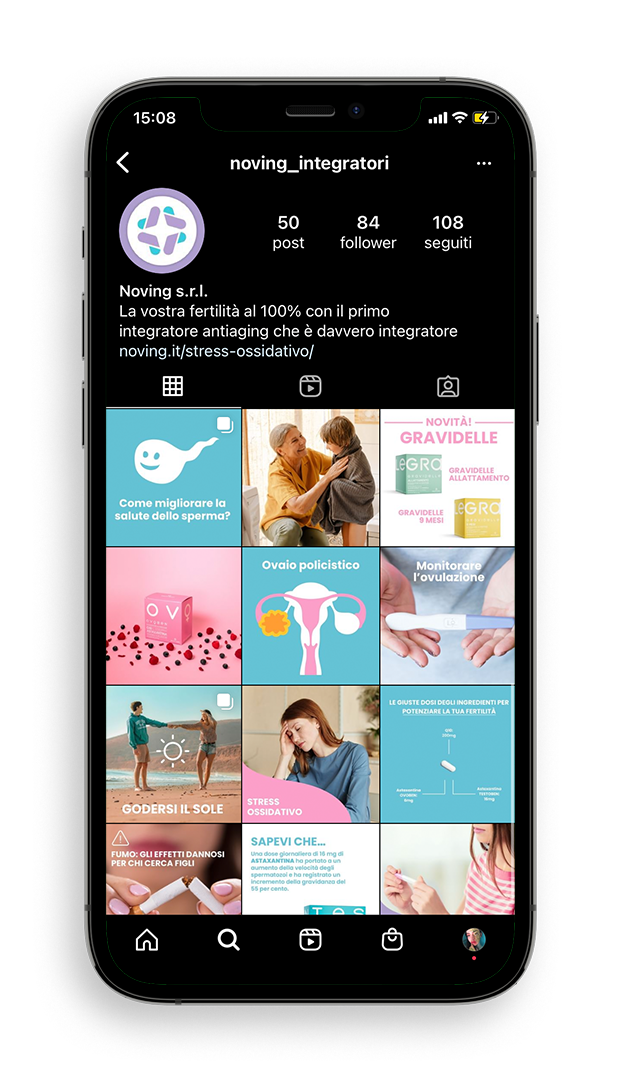 Mockup del profilo Instagram Noving