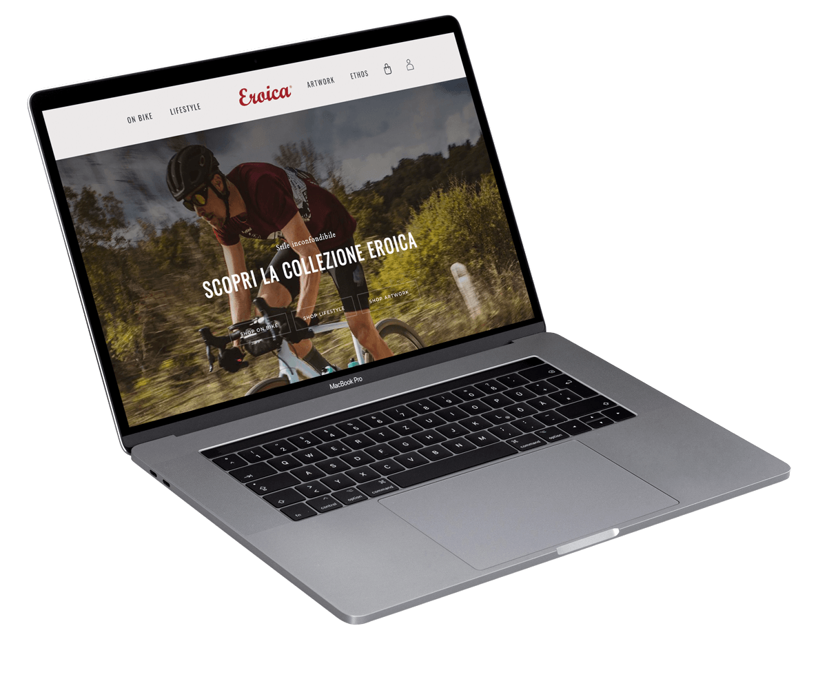 Immagine di esempio di un laptop con l'home page di Eroica