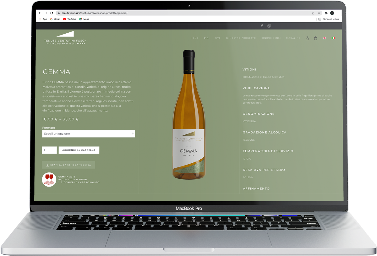 Mockup grafico pagina prodotto versione desktop