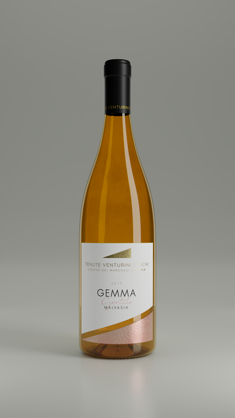 Render 3D bottiglia di vino di Malvasia Gemma Gentile