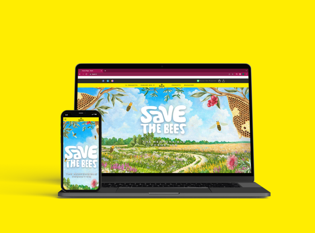 Laptop e telefono con l'anteprima dell'home page di BeeIt