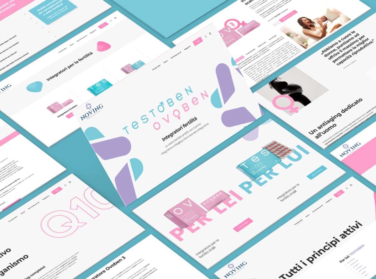 mockup grafici delle pagine interne del sito Noving