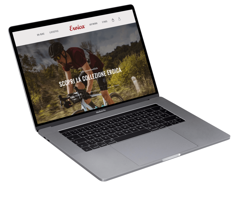 Immagine di esempio di un laptop con l'home page di Eroica